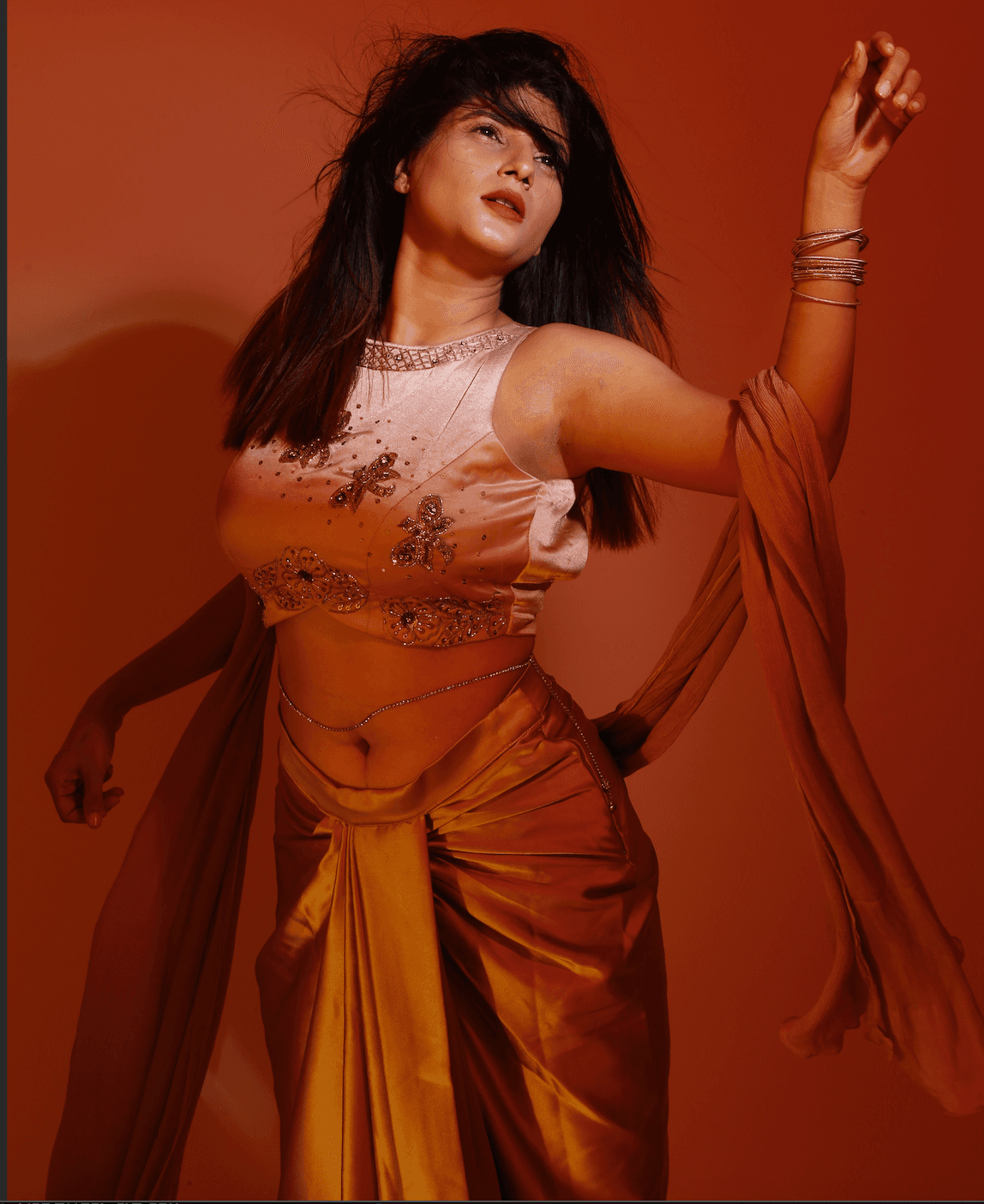 Model wearing modern Indian wear