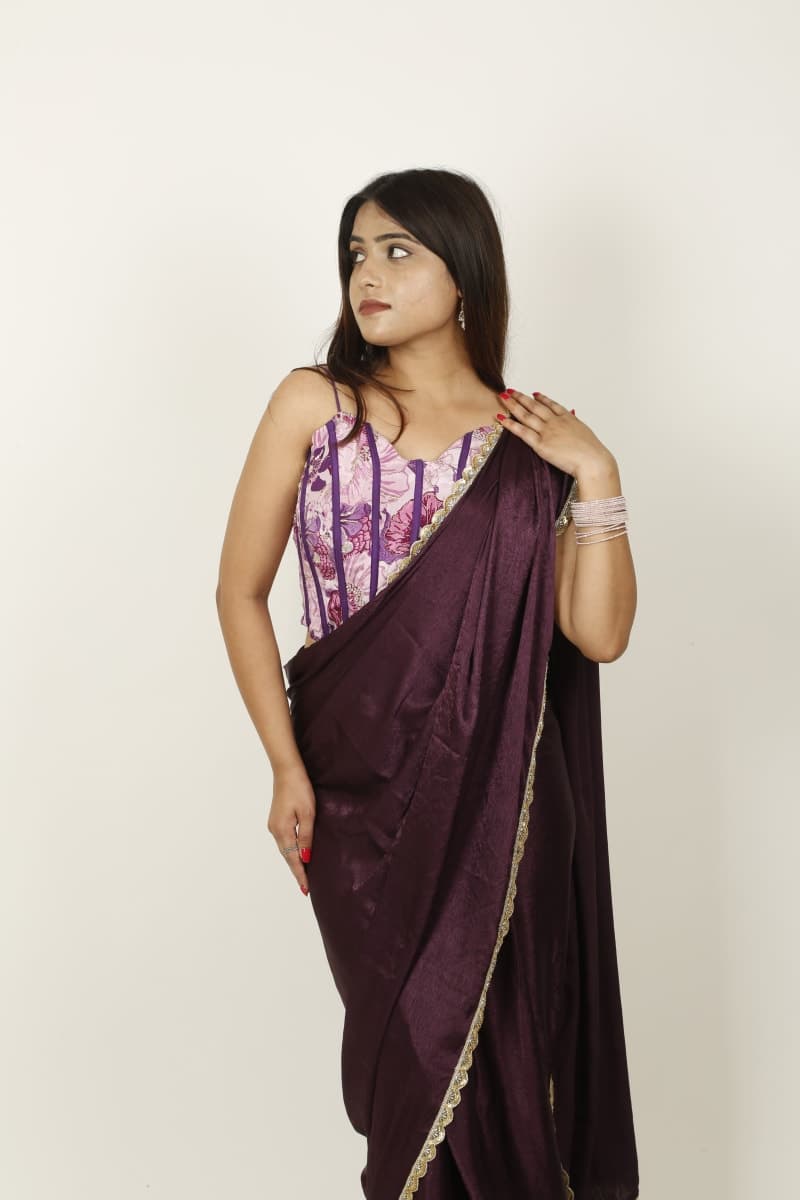 Lavender Luxe Pre-Draped Saree Set