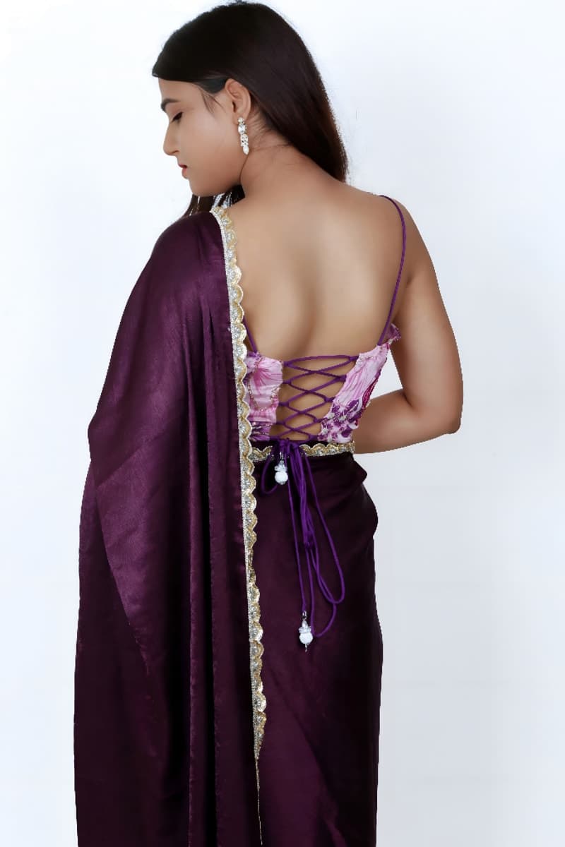 Lavender Luxe Pre-Draped Saree Set thumbnail 4